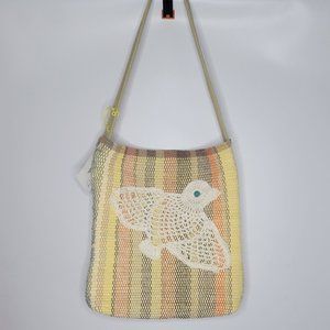 Boho Purse Hand-Woven Shoulder Bag Colorful Tote Purse Bird Crochet